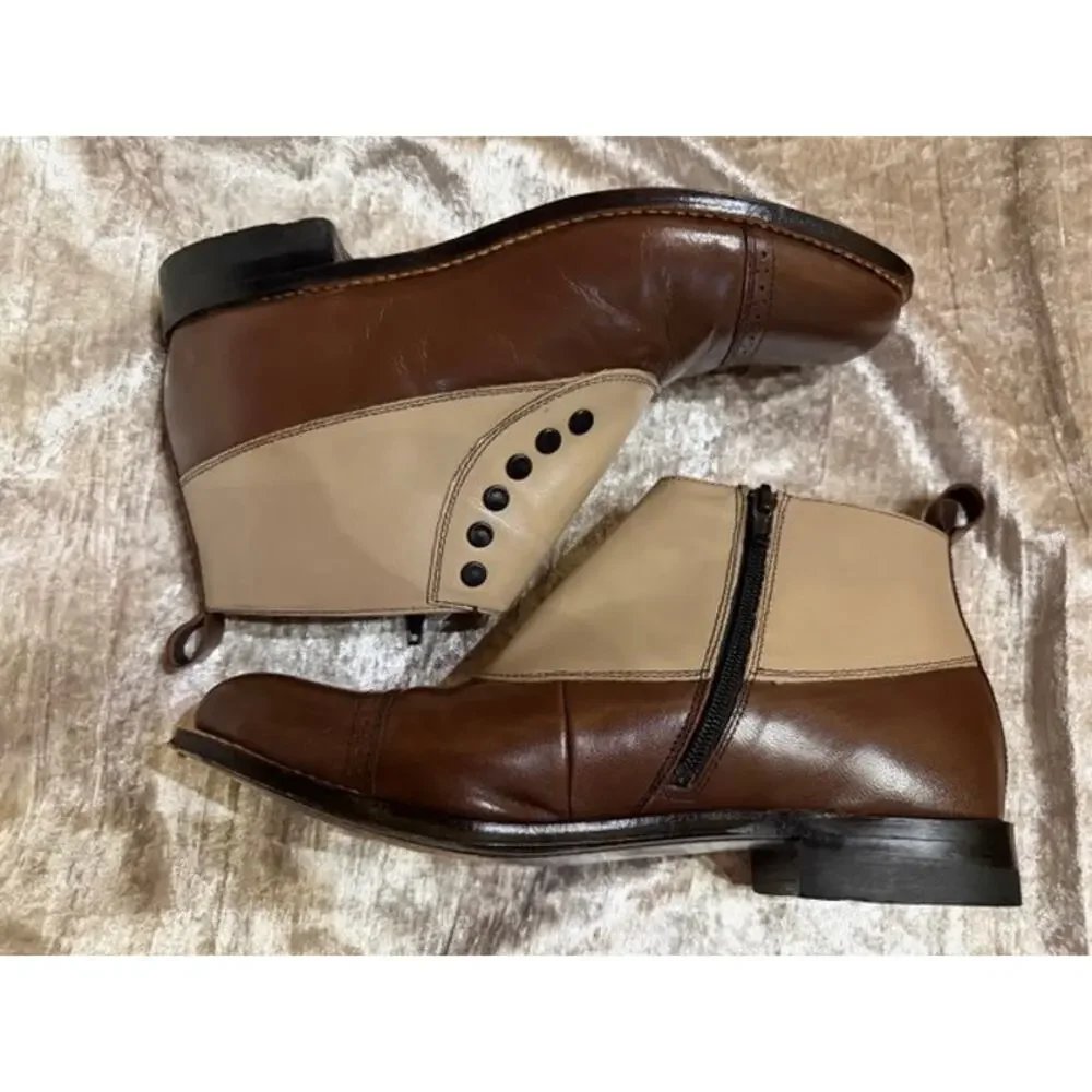 Stacy Adams Madison Spectator Cap Toe 2-Tone Demi Boot Camel/Brown Size 8D